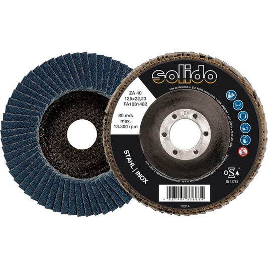 SOLIDO Schleiflamellenteller Zirkonkorund ø 125 mm Korn 40/60/80