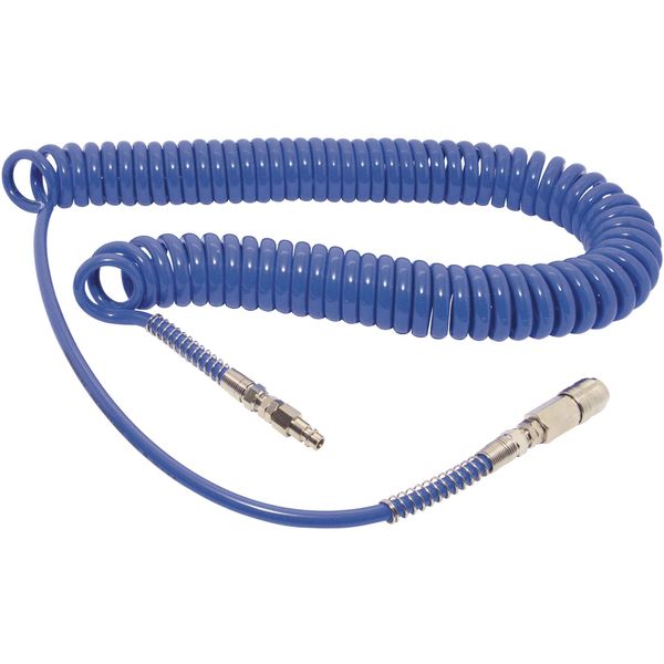 Spiralschlauch 10 m aus Polyurethan 6,5 x 10 mm mit Kupplung u. Tülle