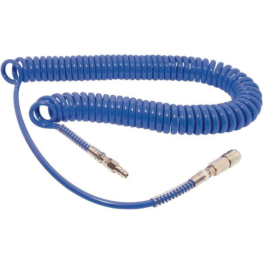 Spiralschlauch 10 m aus Polyurethan 6,5 x 10 mm mit Kupplung u. Tülle