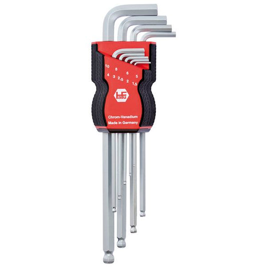 HAFU Sechskant Stiftschlüssel-Satz extra lang mit Kugelkopf Gr. 1,5-10 mm 9-tlg.